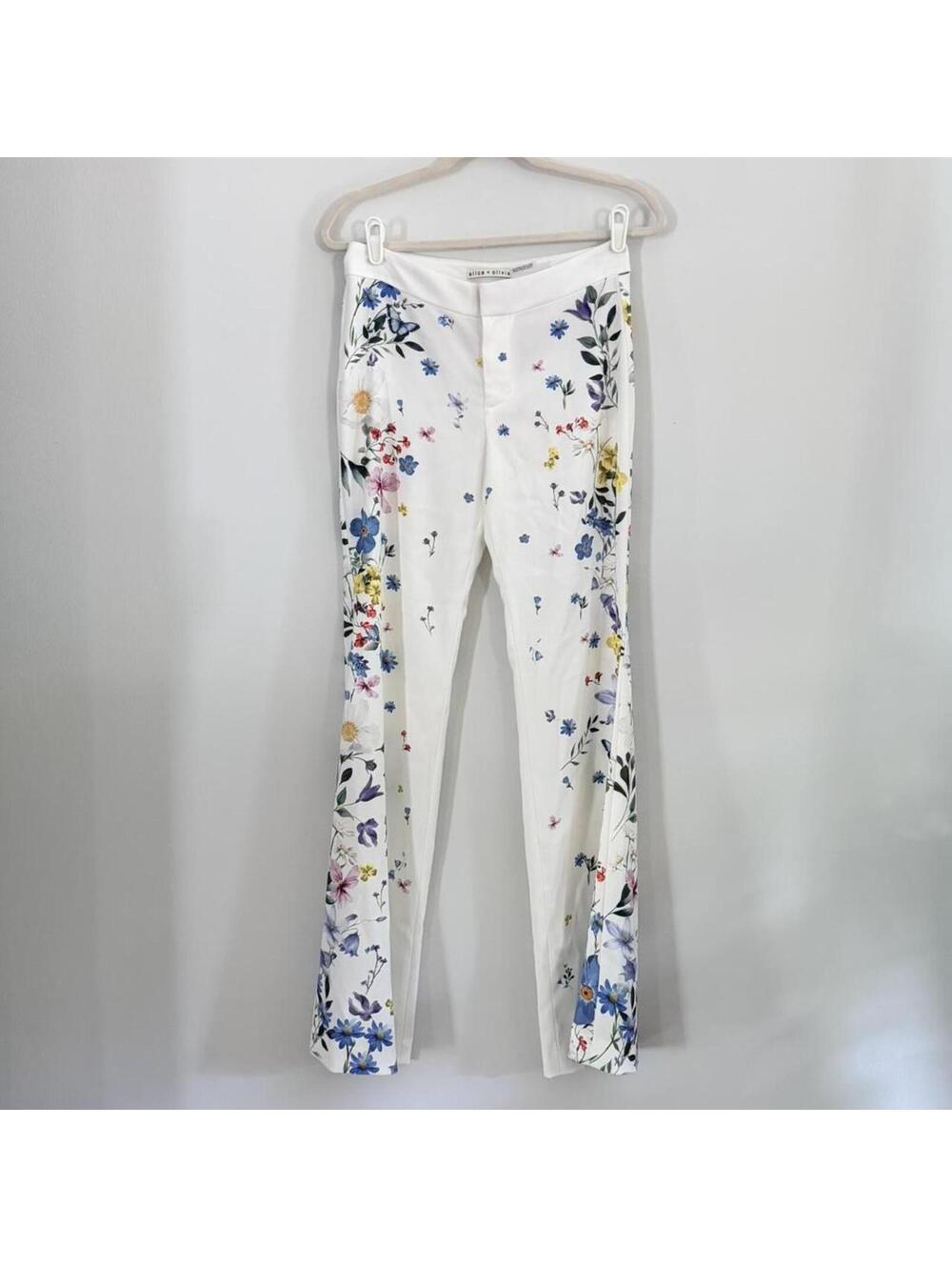 Alice + Olivia Andrew Placed Floral Slim Bootcut Pants - Picture 4 of 11